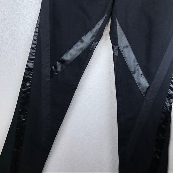 BCBGMaxAzria Y2K Criss Cross Satin Black Denim Jeans Size 4 Whimsigoth Goth Vamp - Picture 4 of 7